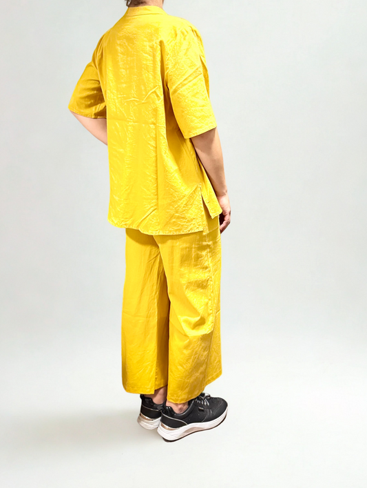 OUTFIT CASACCA ISLA GIALLA E PANTALONE AMELIA GIALLO 3/4