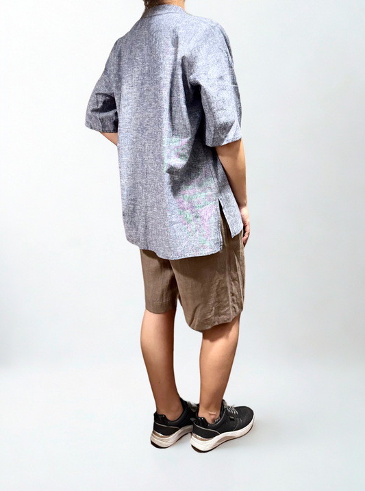 OUTFIT BLUSA ISLA DENIM E PANTALONE AMELIA MARRONE CORTO