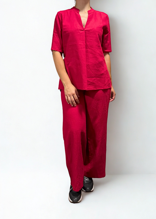 OUTFIT CASACCA ISLA ROSSA E PANTALONE AMELIA ROSSO LUNGO