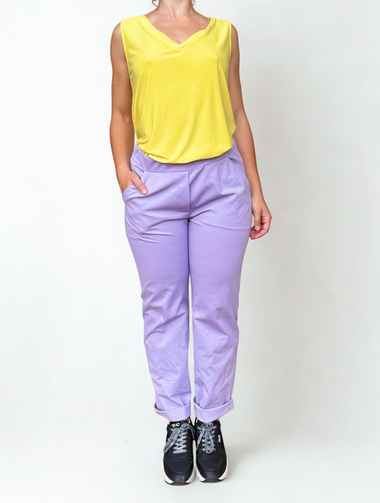 OUTFIT CAMICETTA CHARLOTTE GIALLA E PANTALONE MIA LILLA