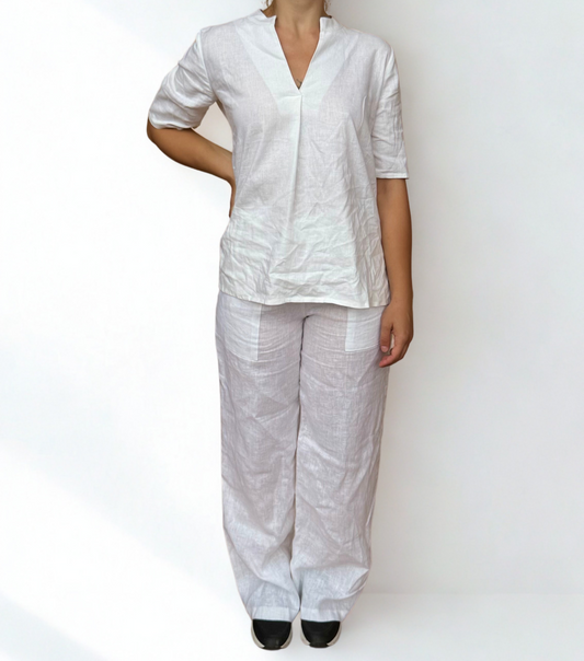 OUTFIT CASACCA ISLA BIANCA E PANTALONE AMELIA BIANCO LUNGO