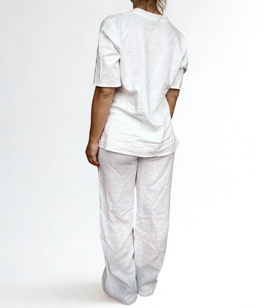 OUTFIT CASACCA ISLA BIANCA E PANTALONE AMELIA BIANCO LUNGO