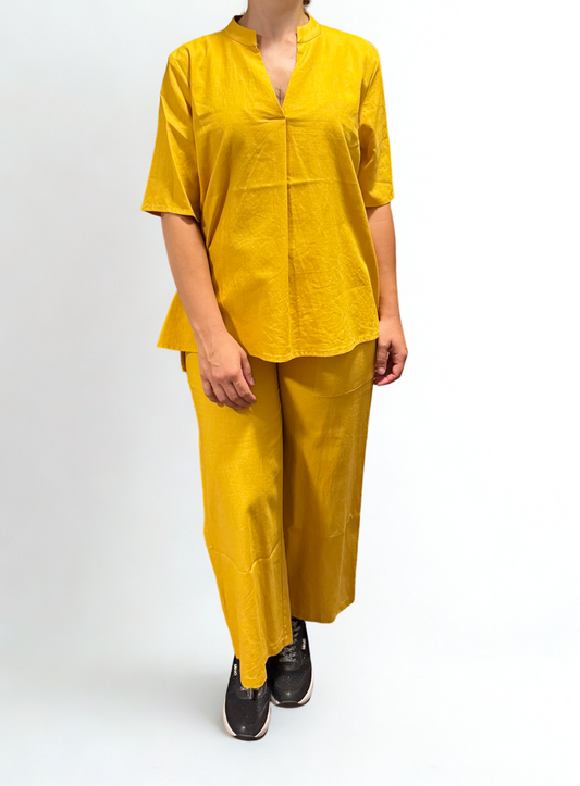 OUTFIT CASACCA ISLA GIALLA E PANTALONE AMELIA GIALLO 3/4